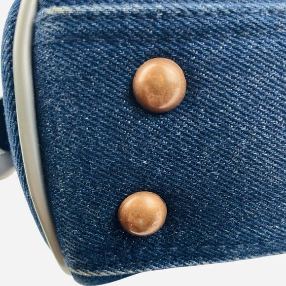 RARE Vintage 2000s Von Dutch Denim Mini Bowling Bag Purse Y2K White Trim Logo - Picture 13 of 13